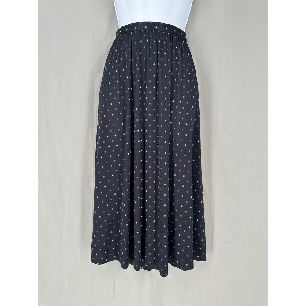 Halston Heritage Black Midi Skirt with Pink Polka Dots